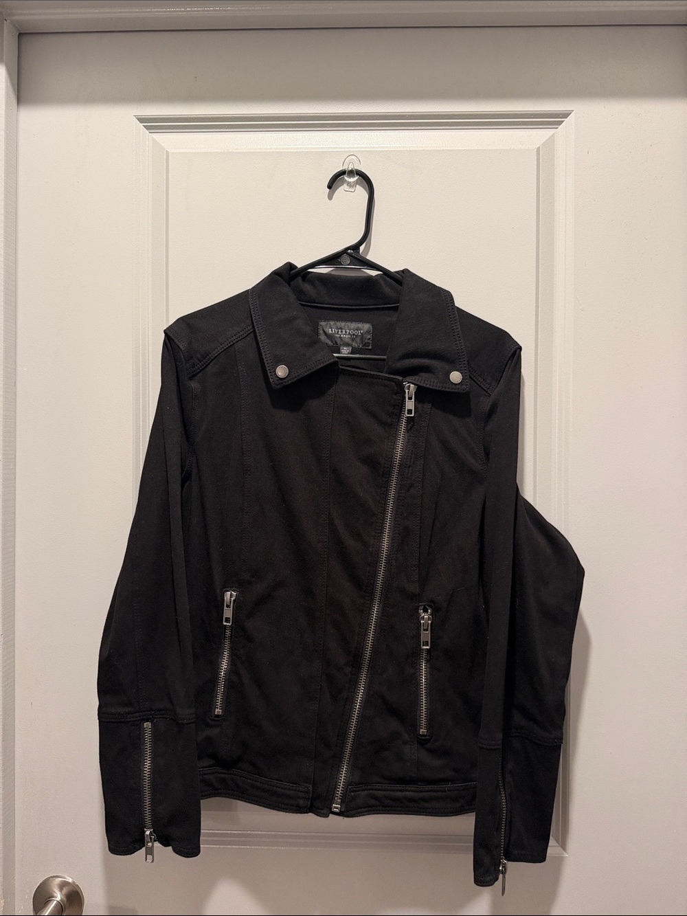 Liverpool Black Asymmetrical Zip Jacket In Black | Sz XL - Picture 1 of 6